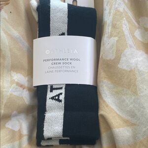 Athleta Black and White Performance Wool Crew Socks